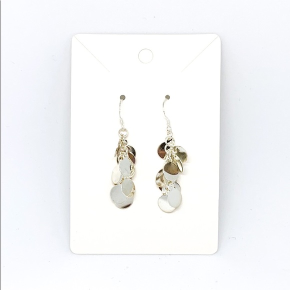 Silver small circle post Dangle earrings - Picture 6 of 9